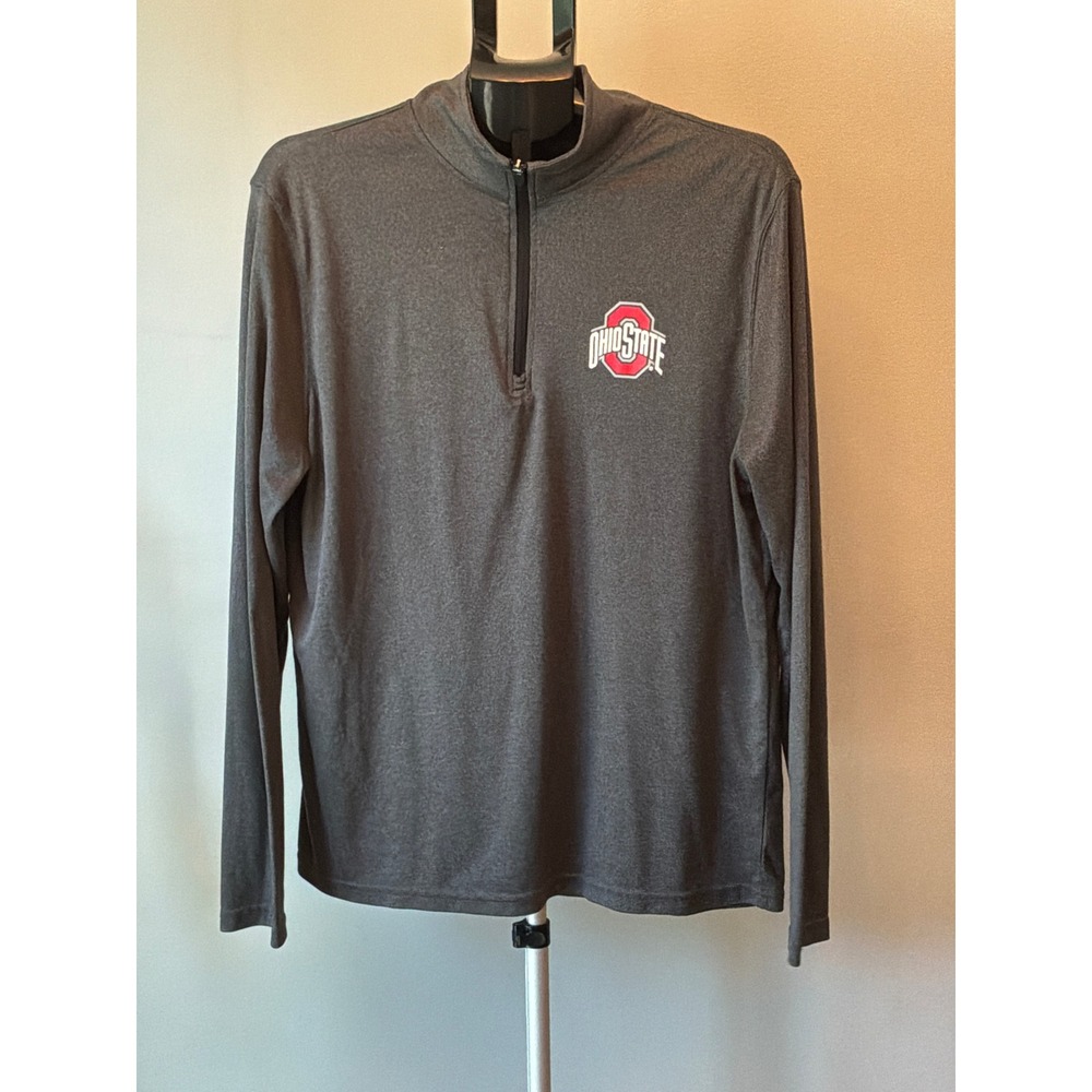 Ohio State Buckeyes Quarter Zip Women L Gray OSU Football Game Day Pullover